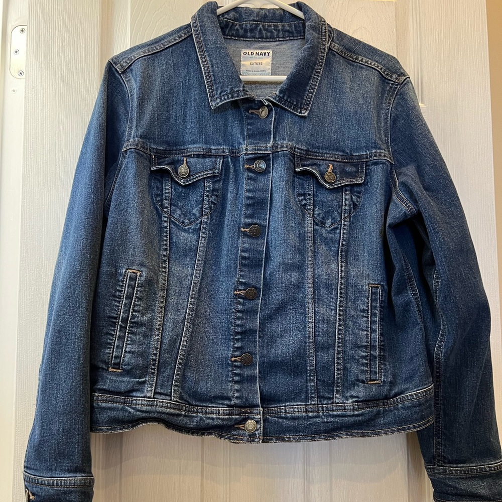 Dark Wash Denim Jean Jacket Size X-Large Old Navy brand. Button up collar jacket - Picture 3 of 17